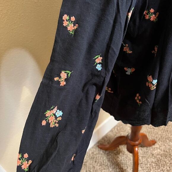 Lucky Brand top black long sleeve button front floral knit & lace hemline Sz XL - Picture 5 of 10